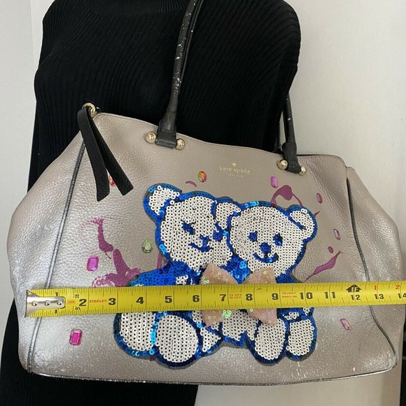Kate Spade Large Leather Tote Customized With Bear - Picture 4 of 10